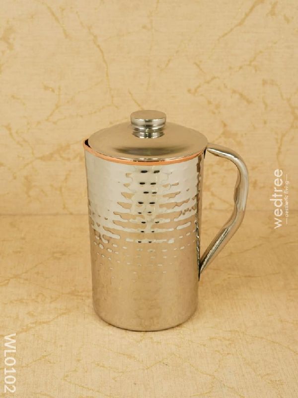 Copper with Stainless Steel Jug Set Hammered