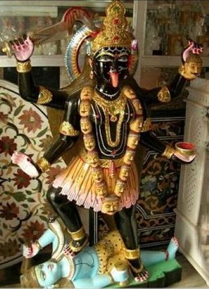 Marble Kali Mata Statue, for Worship, Temple, Pattern : Painted