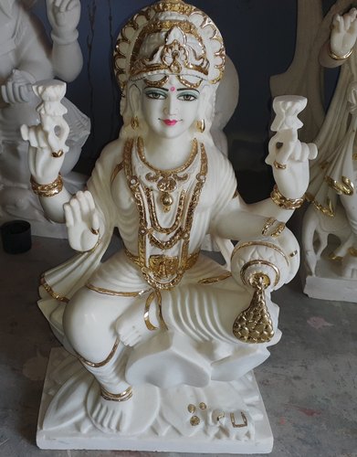 Marble Laxmi Mata Statue, for Worship, Temple, Pattern : Carved