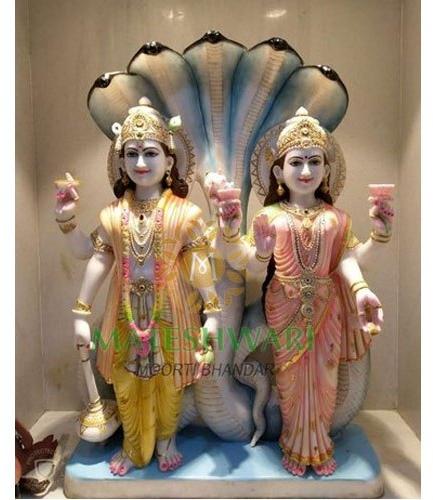 Marble Laxmi Narayan Statue, for Worship, Temple, Pattern : Painted