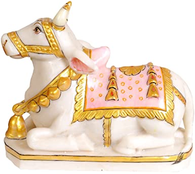 Marble Nandi Statue, for Worship, Temple, Pattern : Carved