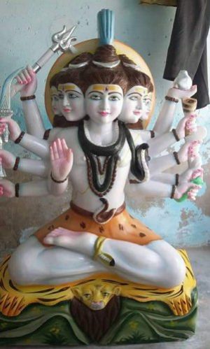 Marble Panchmukhi Mahadev Statue
