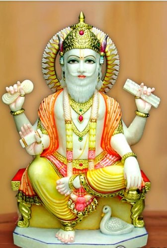 Marble Vishwakarma Statue, for Worship, Temple, Pattern : Painted