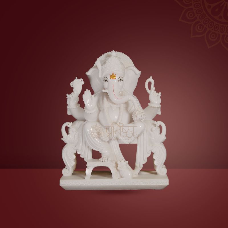 Pratistha Marble Ganesh GNP-08, for Worship, Color : White