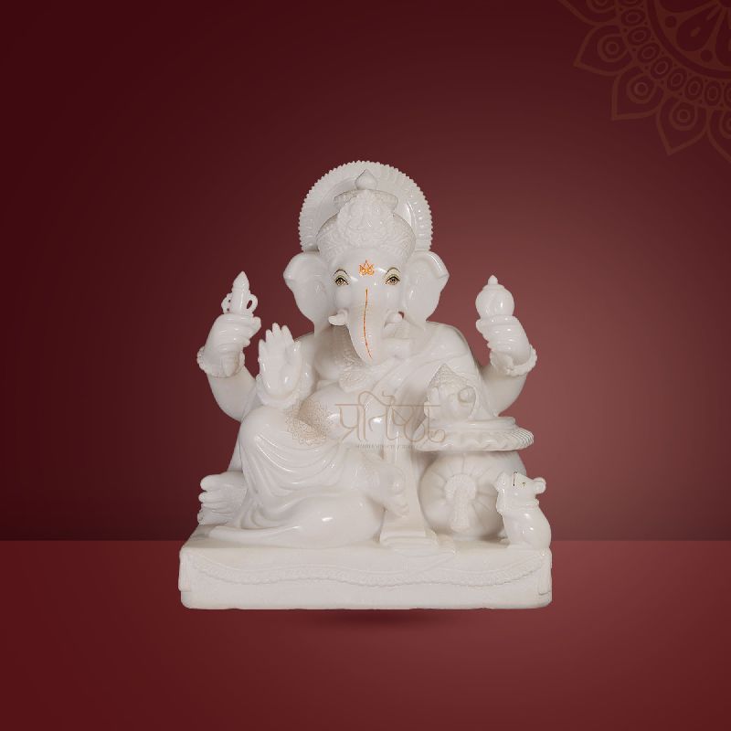 Pratistha Marble Ganesh GNP-09, for Worship, Color : White