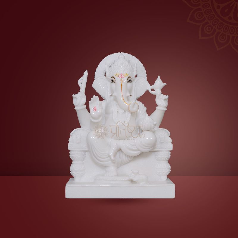 Pratistha Marble Ganesh GNP-43, Color : White