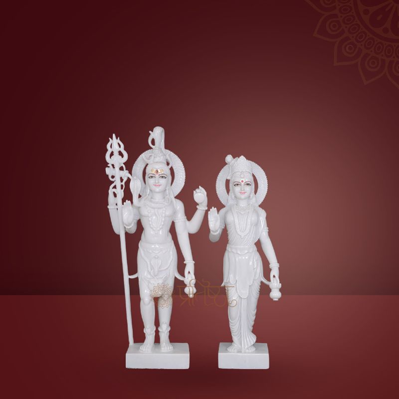 Pratistha Marble Shiv Parvati SHP-17, Color : White