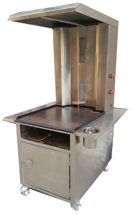 Manual Shawarma Machine, Features : Adjustable Stick, Flame Regulators, SS Body
