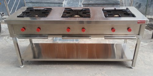 Three Burner Indian Cooking Range, for Commercial