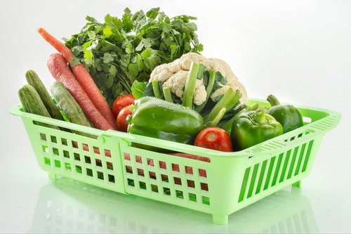 Rectangular Plastic Vegetable Basket, Color : Green