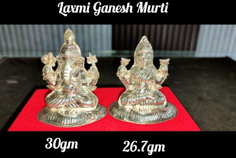 Polished Silver laxmi ganesh murti, for Interior Decor, Office, Home, Gifting, Religious Purpose