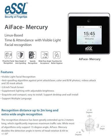 ESSL AI-FACE MERCURY Face Attendance System, for Security Purpose, Color : Black