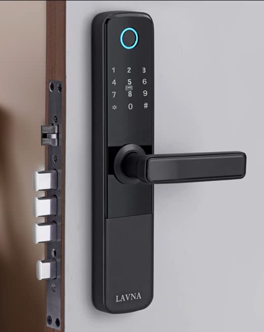 LAVNA LA24 Smart Door Lock with Bluetooth Mobile App, Fingerprint, RFID Card, PIN, OTP and Manual Ke