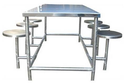 Rectangular Polished Stainless Steel Canteen Table