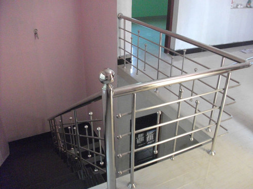 Polished Stainless Steel Pipe Railing, Pattern : Plain