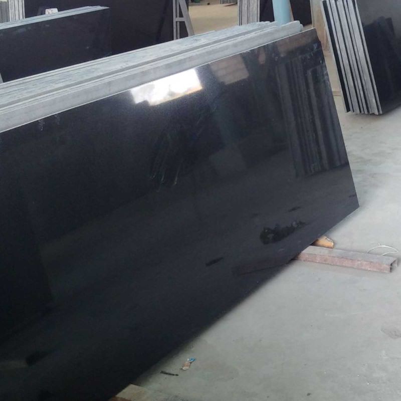 Rectengular Polished Jet Black Granite Slabs, for Construction