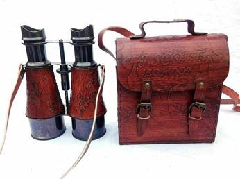 AGSB-07 Brass Binocular With Leather Box