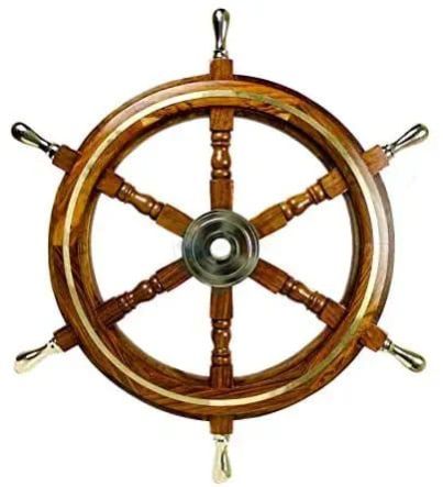 AGSSW-02 Wooden Ship Wheel With Brass Ring