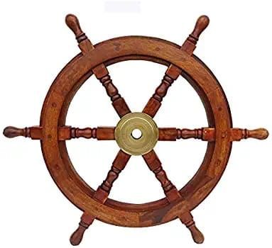 AGSSW-03 Wooden Ship Wheel With Brass Ring
