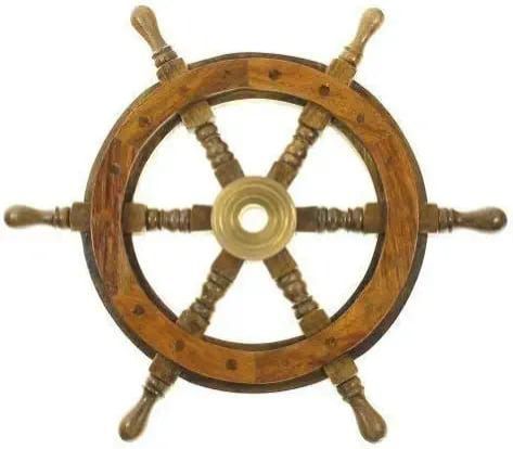 AGSSW-10 Wooden Ship Wheel With Brass Ring