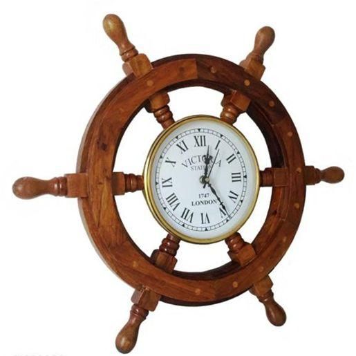AGSSW-11 Wooden Center Clock Ship Wheel