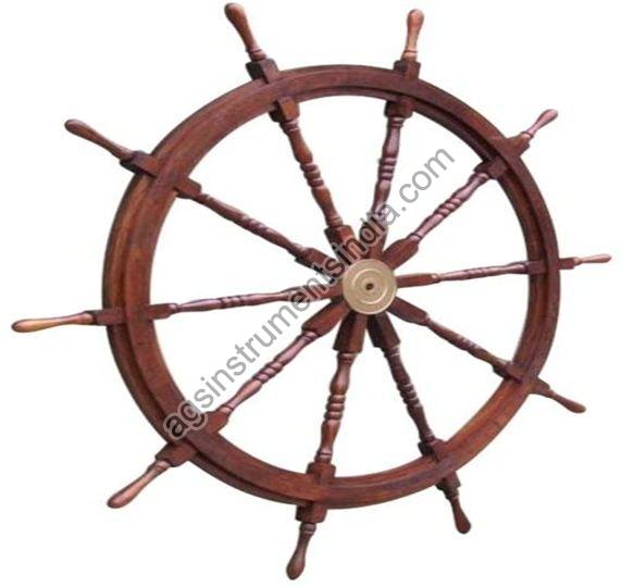 AGSSW-12 Wooden Ship Wheel with Brass Ring
