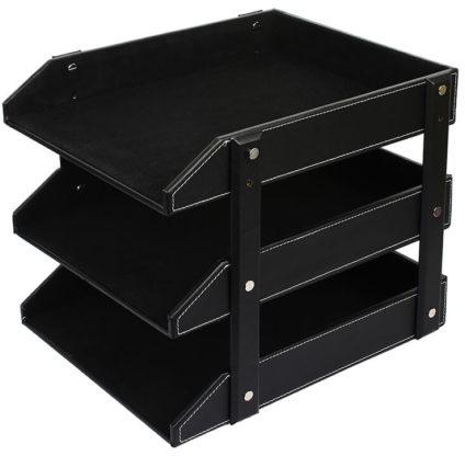 3 Compartments Faux MDF Document Tray