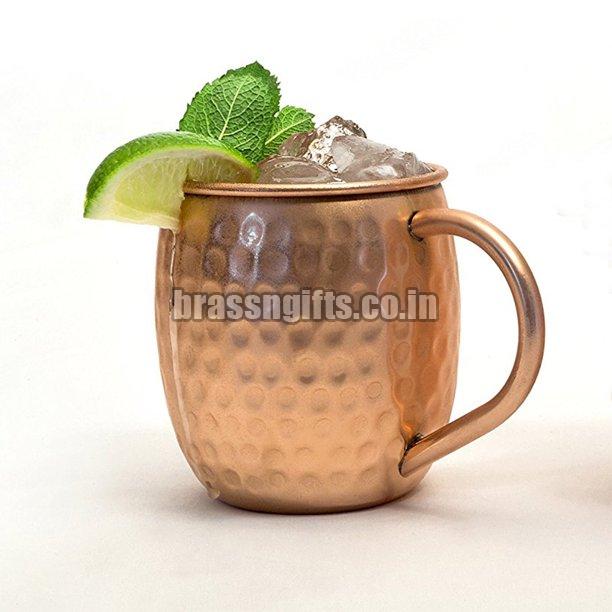 Round Polished Hammered Copper Mule Mug, for Drinkware, Style : Antique