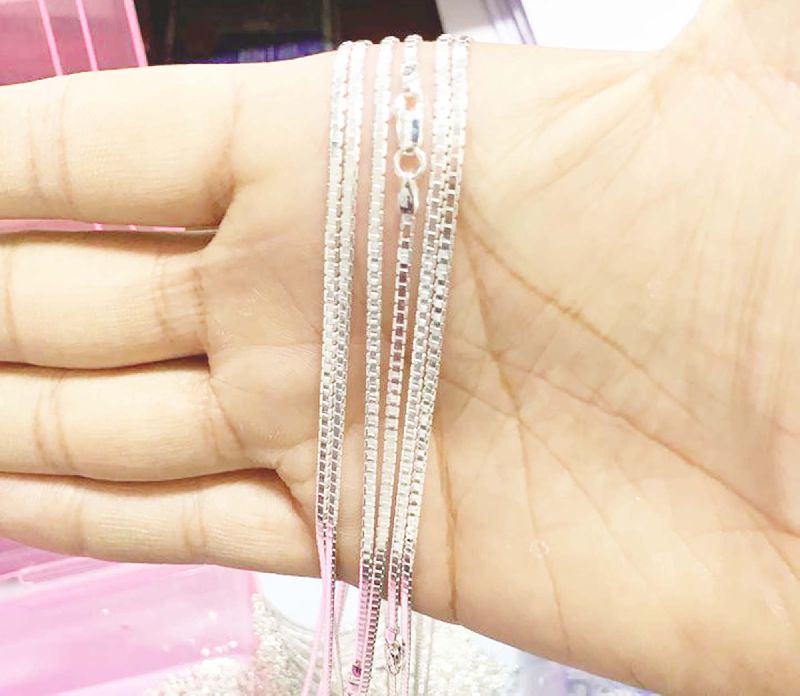 925 Silver Sterling Box Chains, Occasion : Casual Wear