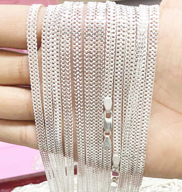 925 Silver Sterling Cuban Chains, Packaging Type : Fabric Bag, Velvet Box
