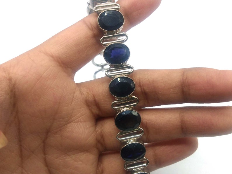 925 Sterling Silver Natural Iolite Bracelet