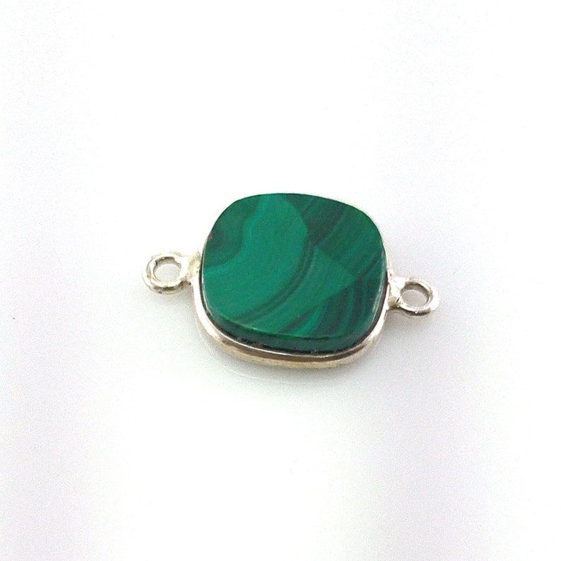 925 Sterling Silver Natural Malachite Connector
