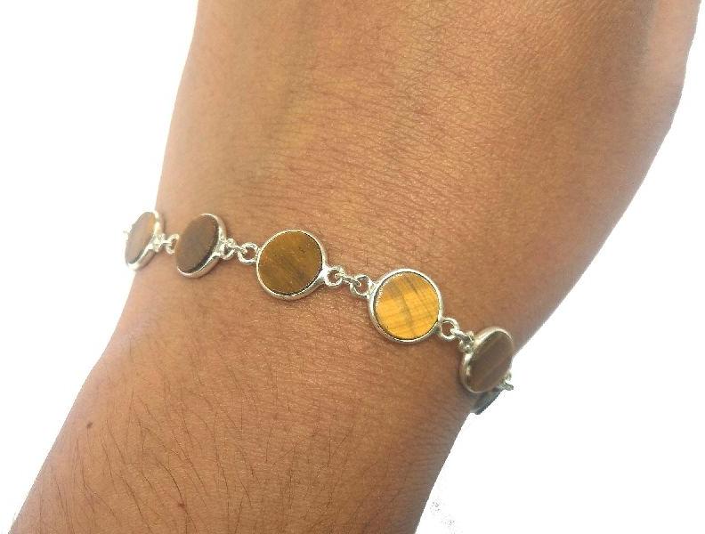 925 Sterling Silver Natural Tiger Eye Bracelet