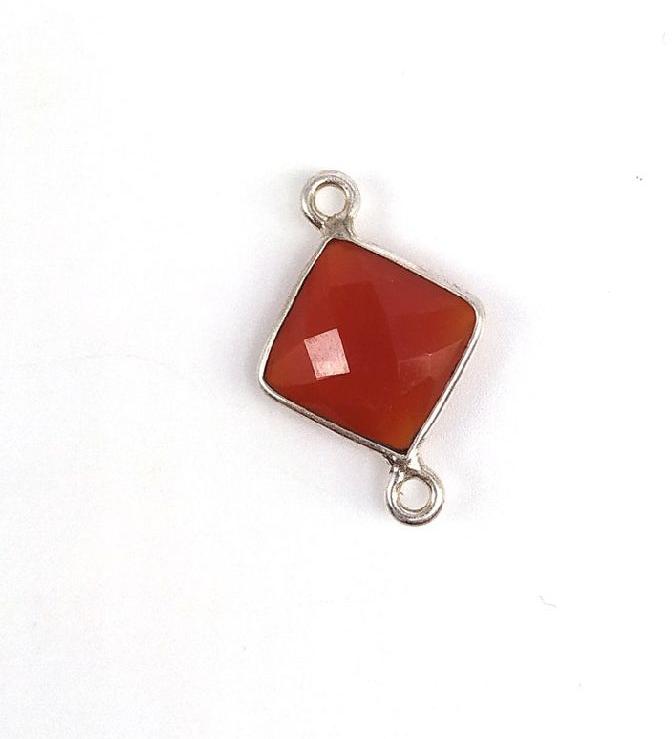 925 Sterling Silver Red Onyx Bezel Connector