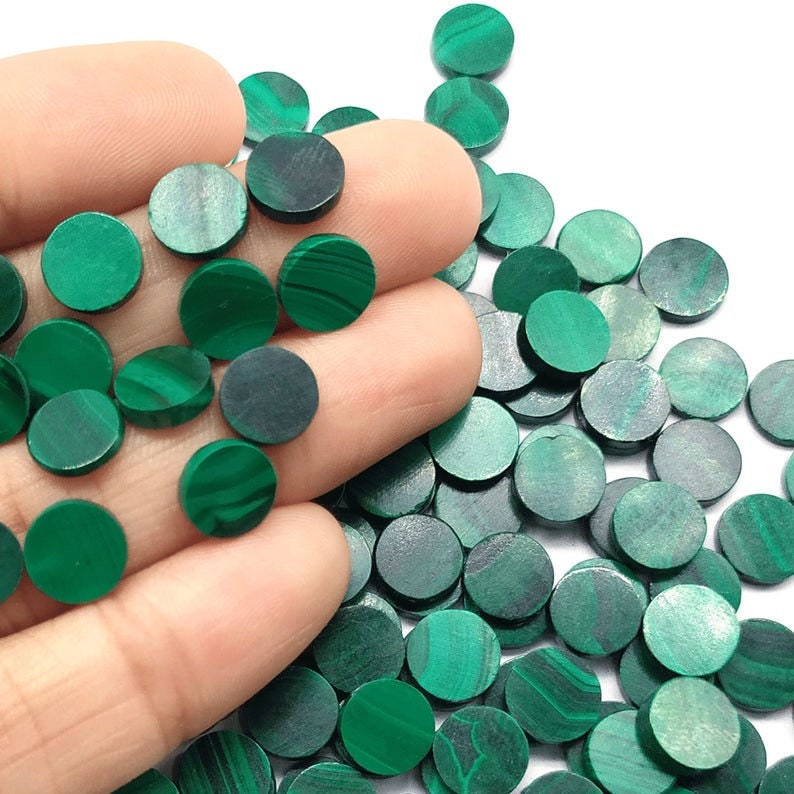 Natural Malachite Flat Gemstone, for Jewellery, Color : Green