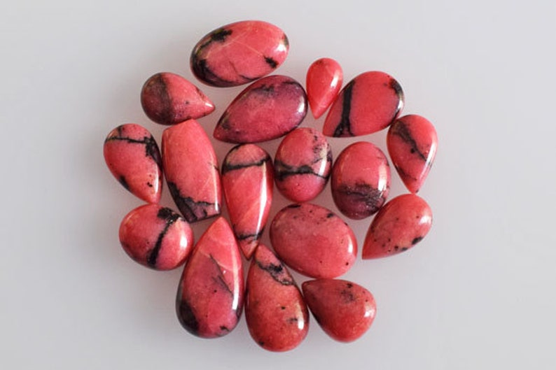 Natural Rhodonite Cabochon Gemstone, for Jewellery, Color : Red