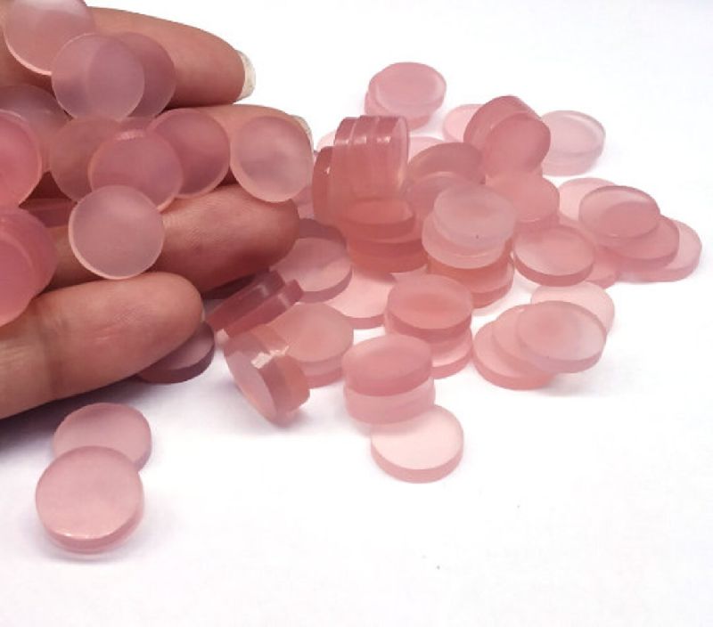 Natural Rose Chalcedony Flat Gemstone, for Jewellery, Color : Pink