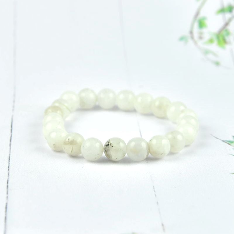 Plain Gemstone Rainbow Moonstone Beaded Bracelet, Occasion : Daily Wear