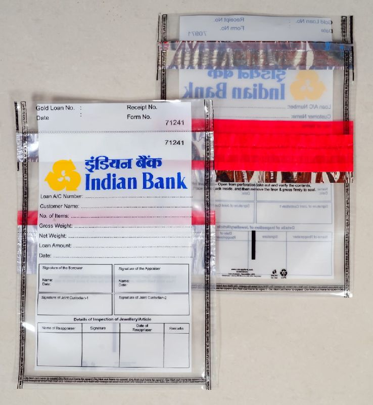 Indian Bank Gold Loan Envelopes, Size : Standard