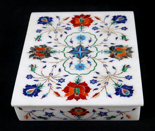 Printed Marble Inlay Box, Shape : Rectangle