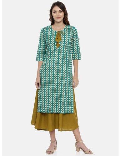 Cotton Printed Ladies Kurti Ethnic Dress, Occasion : Casual Wear