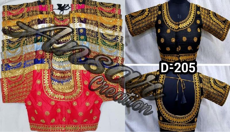 HALF SLEEVE Silk EMBROIDERY REDYMADE BLOUSE, Supply Type : MANUFACTURER