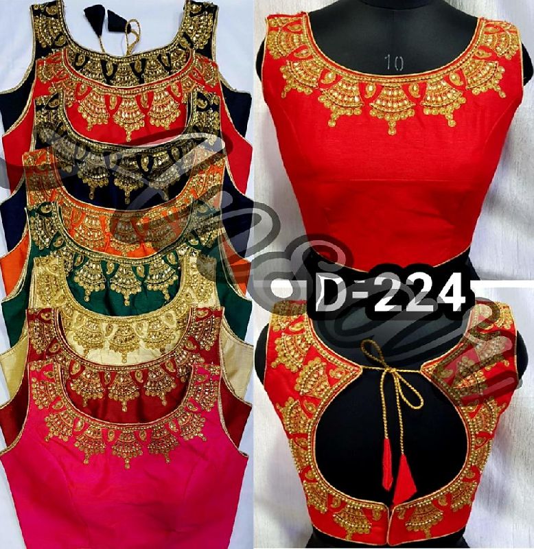 Silk fancy sleeveless blouse ., Age Group : 18 PLUS