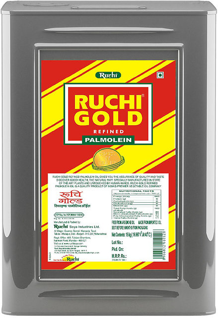 Refined Ruchi Gold Palmolein Oil, for Cooking, Packaging Type : Tin