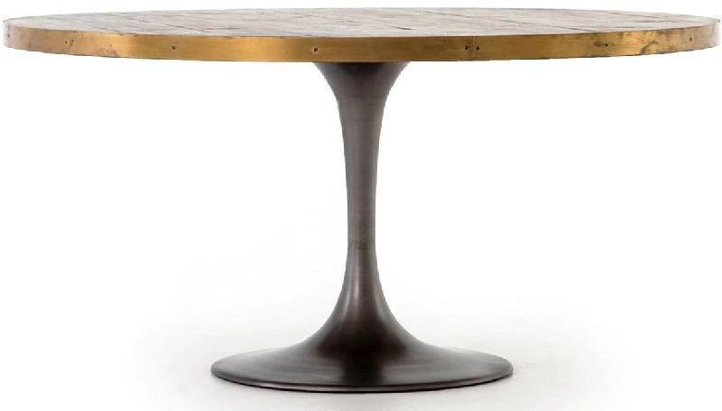 Round Polished CASTING WOODEN TABLE, for Home, Pattern : Plain