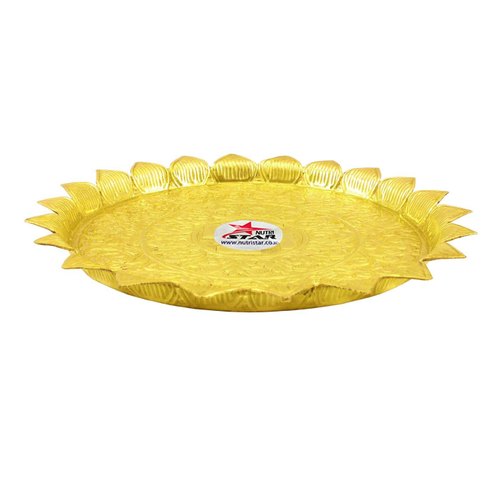 Brass pooja thali, for Home, Color : Gold