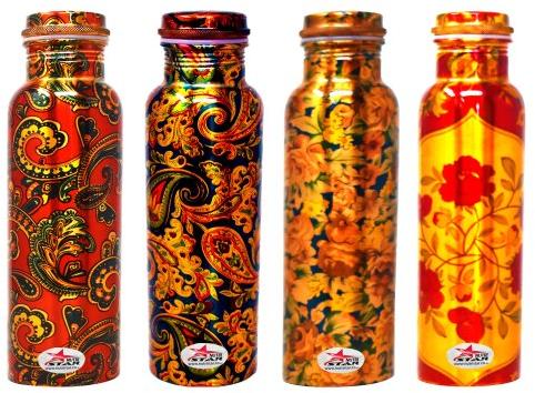 Printed Copper Water Bottle, Color : Red