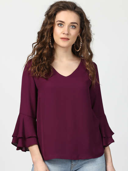 Plain Ladies V Neck Top, Feature : Breath Taking Look, Impeccable Finish