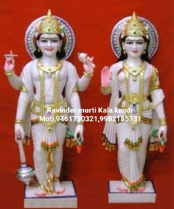 Marble Marbe Laxmi Narayan Statue, for Worship, Temple, Color : Multicolor