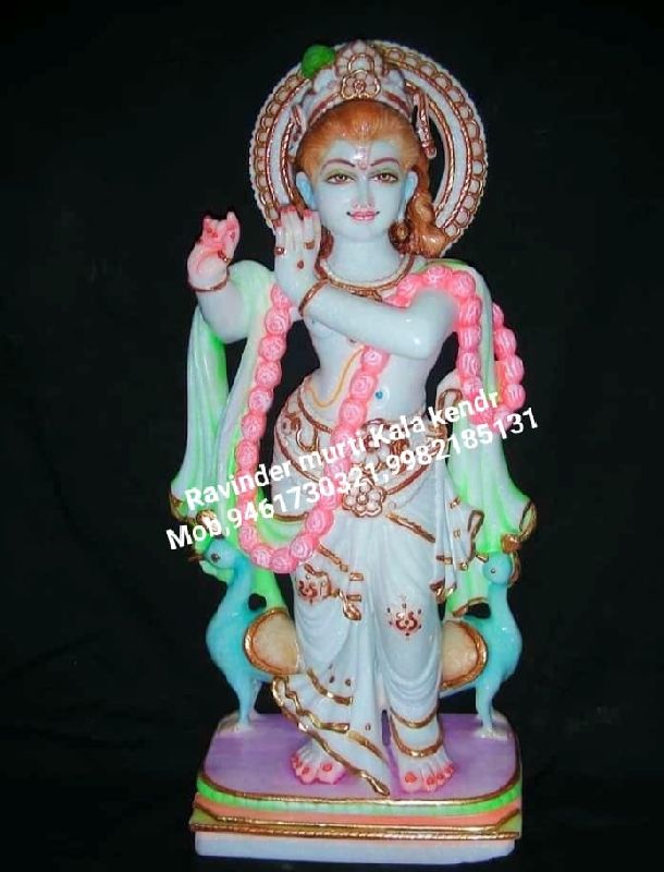 Multicolor Marble Krishna Statue